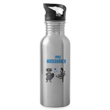 Tierliebhaber Trash Panda Jungs Geschenk Waschbär - Trinkflasche mit integriertem Trinkhalm - Lightsilver - Rechts
