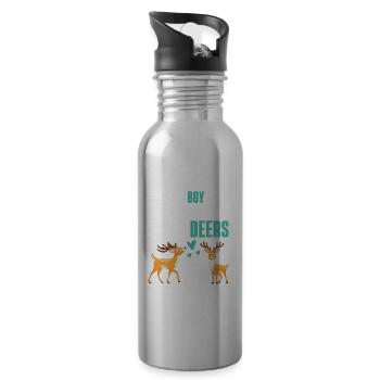 Waldbewohner Wald Tier Jungen Geschenk Hirsch - Trinkflasche mit integriertem Trinkhalm - Lightsilver - Rechts