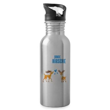 Hirsch Junge Waldbewohner Tier Geschenk Hirsch - Trinkflasche mit integriertem Trinkhalm - Lightsilver - Rechts