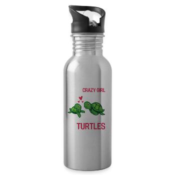 Sea Creatures Girl Gift Turtle - Water bottle with straw - silver - Right