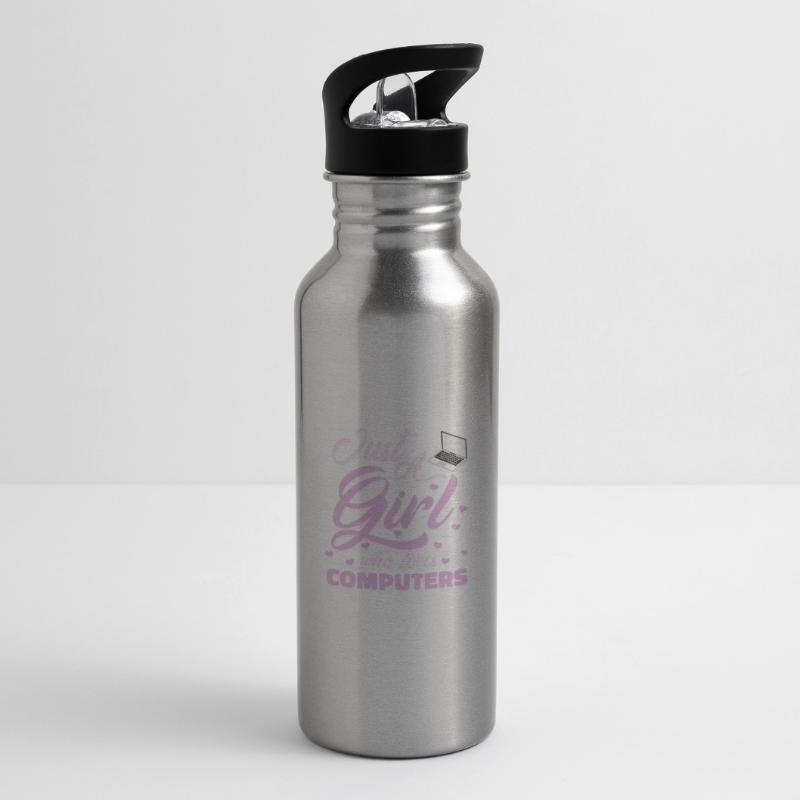 Developer Coder Programmer Girl Water bottle with straw