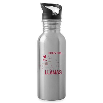 Alpaca Animal Lovers Girl Gift Lama - Water bottle with straw - silver - Right