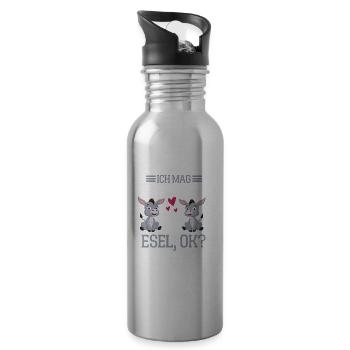 Bauern Bauernhof Tier Geschenk Lustiges Esel - Trinkflasche mit integriertem Trinkhalm - Lightsilver - Rechts
