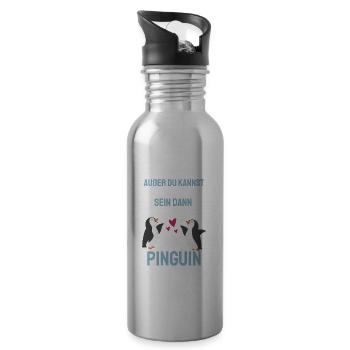 Zoo Vogel Tierliebhaber Geschenk Lustiges Pinguin - Trinkflasche mit integriertem Trinkhalm - Lightsilver - Rechts