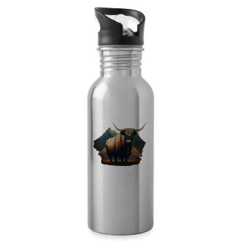 Yak Kuh - Trinkflasche mit integriertem Trinkhalm - Lightsilver - Rechts