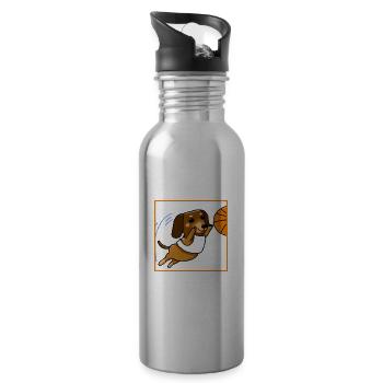 Here Comes The Basketbarker - Trinkflasche mit integriertem Trinkhalm - Lightsilver - Rechts