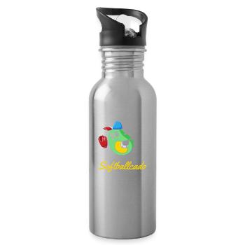 Softball avocado - Water bottle with straw - silver - Right
