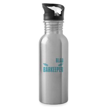Barkeeper Bartender Morgens Müde Abends Blau - Trinkflasche mit integriertem Trinkhalm - Lightsilver - Rechts