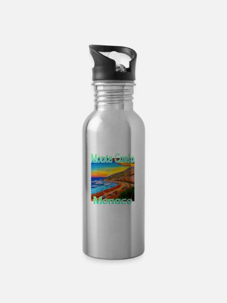 Monte Carlo Sunset in Monaco - Trinkflasche mit integriertem Trinkhalm - Lightsilver