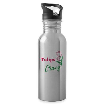 Tulips Crazy Tulips - Water bottle with straw - silver - Right