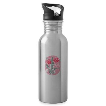 Tulipes Ville Tulipes - Gourde avec paille intégrée - argent clair - Droite