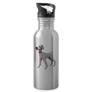 Bedlington Terrier - Trinkflasche mit integriertem Trinkhalm - Lightsilver - Rechts