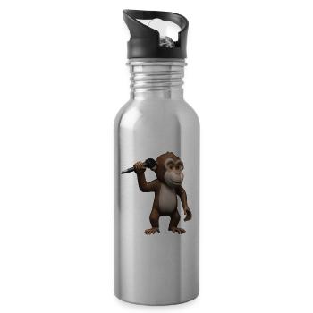 Singender Affe - Trinkflasche mit integriertem Trinkhalm - Lightsilver - Rechts