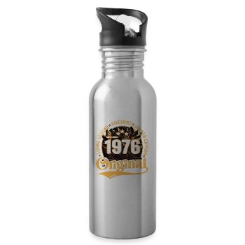né en 1976 Anniversaire Rétro millésime 1976 - Gourde avec paille intégrée - argent clair - Droite