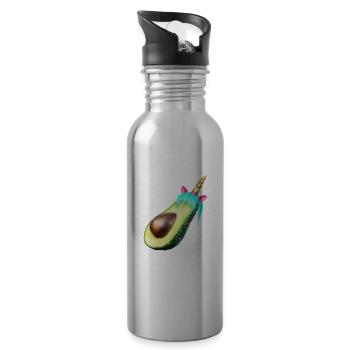 Glückliche Einhorn Avocado - Trinkflasche mit integriertem Trinkhalm - Lightsilver - Rechts