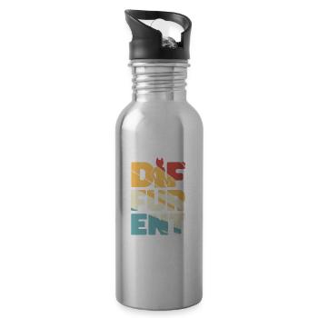 Furry Fandom Fursuits Funny Diffurent - Water bottle with straw - silver - Right