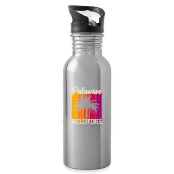 Palawan Philippines Sunset - Water bottle with straw - silver - Right