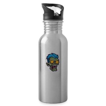 Zombie Halloween Cool - Water bottle with straw - silver - Right