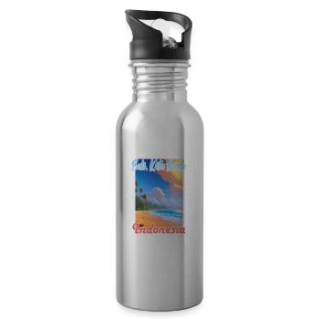 Bali Kuta Beach, Indonesia - Water bottle with straw - silver - Right