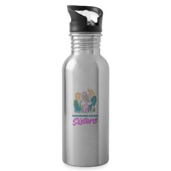 Pferd Reitsport Schwester Ausdauerreiten - Trinkflasche mit integriertem Trinkhalm - Lightsilver - Rechts