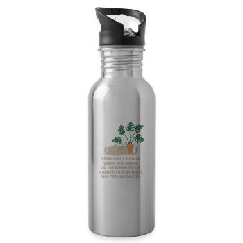 Hobbygärtner Garten Katze Gartenkatze - Trinkflasche mit integriertem Trinkhalm - Lightsilver - Rechts