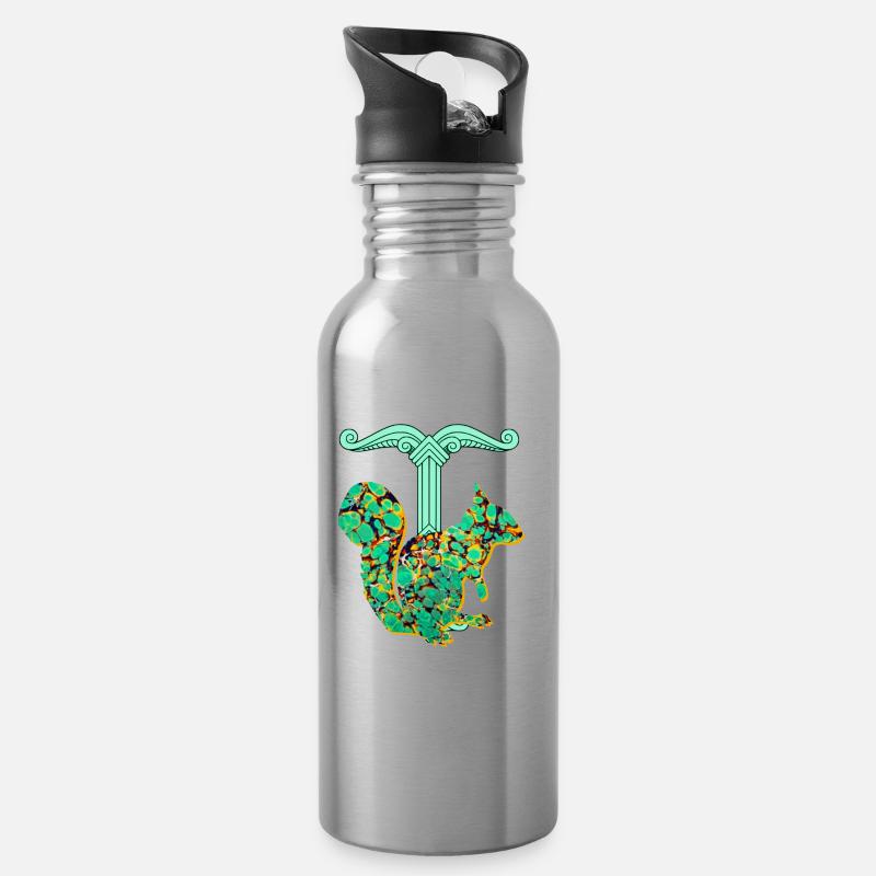eichhörnchen ratatösk e 269 - Trinkflasche mit integriertem Trinkhalm - Lightsilver