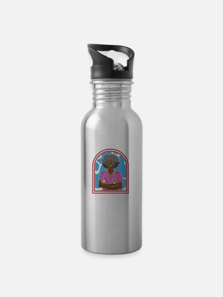 Krankenschwester Afro Notfall Krankenschwester - Trinkflasche mit integriertem Trinkhalm - Lightsilver
