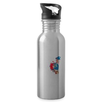 Postbote Briefträger Lustig - Trinkflasche mit integriertem Trinkhalm - Lightsilver - Rechts