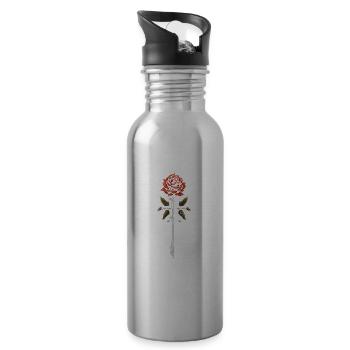 Rote Rose Goth Schwert - Trinkflasche mit integriertem Trinkhalm - Lightsilver - Rechts