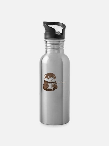 Kaffee Cafe Otter No Coffee No Workee - Borraccia con cannuccia integrata - argento chiaro
