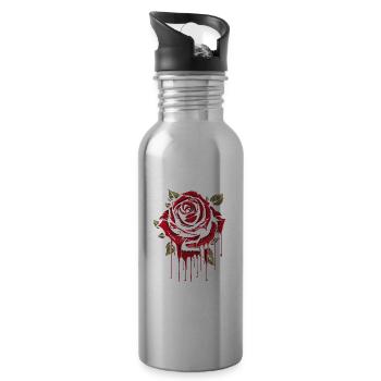 Rose Rouge Goth Cool - Gourde avec paille intégrée - argent clair - Droite