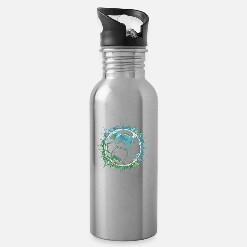Fußball Fußballer - Trinkflasche mit integriertem Trinkhalm - Lightsilver