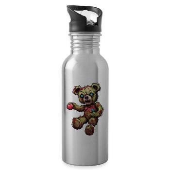 Teddybär / Kuscheltier / Stofftier / Geschenkidee - Trinkflasche mit integriertem Trinkhalm - Lightsilver - Rechts
