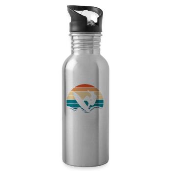 Surfer Surfen - Trinkflasche mit integriertem Trinkhalm - Lightsilver - Rechts