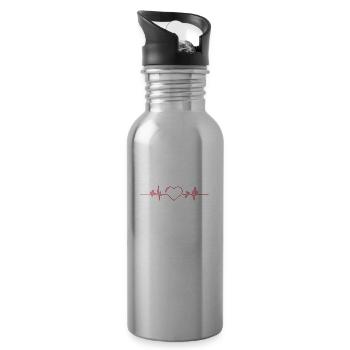 Krankenschwester EKG Herz - Trinkflasche mit integriertem Trinkhalm - Lightsilver - Rechts