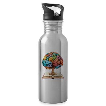Reading Forms Mindset Growth Artwork Tree - Water bottle with straw - silver - Right