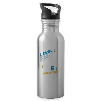 Gamer Gaming Level 5 Unlocked - Water bottle with straw - silver - Right