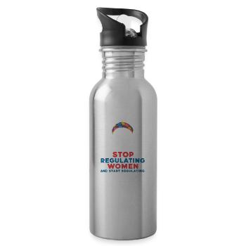 Hört auf, Frauen zu regulieren und fangt an, Waffen zu regulieren - Trinkflasche mit integriertem Trinkhalm - Lightsilver - Rechts