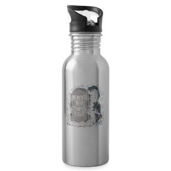 Memento Mori Tempus Fugit Skelett Stoiker - Trinkflasche mit integriertem Trinkhalm - Lightsilver - Rechts