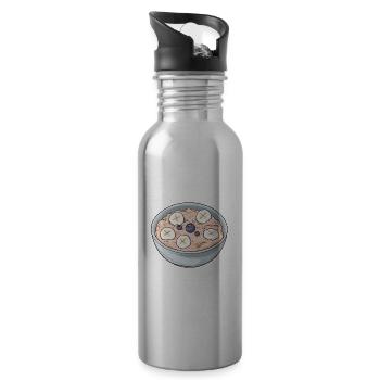 Funny Porridge Healthy Food Oatmeal Breakfast - Water bottle with straw - silver - Right