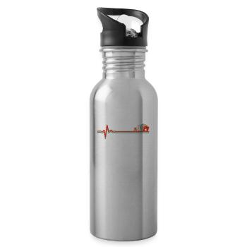 Poker Ekg Heartbeat - Trinkflasche mit integriertem Trinkhalm - Lightsilver - Rechts