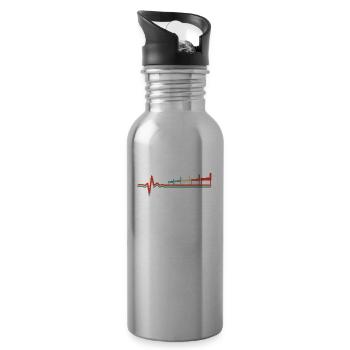 Pinball Ekg Heartbeat - Trinkflasche mit integriertem Trinkhalm - Lightsilver - Rechts