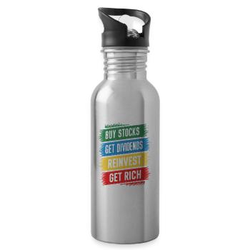 Lustige finanzielle Unabhängigkeit von Dividendeninvestoren - Trinkflasche mit integriertem Trinkhalm - Lightsilver - Rechts