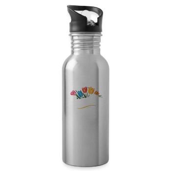 Gezellig Dutch Tupil Pays-Bas Moulin à vent Floral - Gourde avec paille intégrée - argent clair - Droite