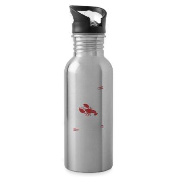 Drôle de rouleau de homard Pun fruits de mer Maine Gourmand - Gourde avec paille intégrée - argent clair - Droite
