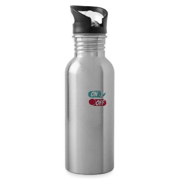 Badminton Federball Badminton On World Off - Water bottle with straw - silver - Right