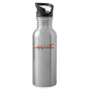 Dragster Drag Race Ekg Heartbeat - Trinkflasche mit integriertem Trinkhalm - Lightsilver - Rechts