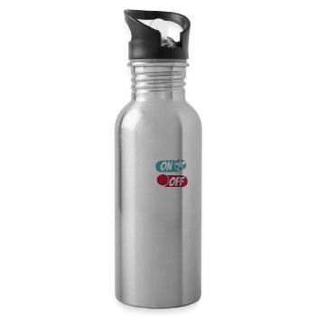 Surfer Surfen Surfing On World Off - Water bottle with straw - silver - Right