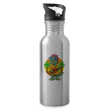 Lustige Dinosaurier Cartoon Sommer Strand Sonnenbrille - Trinkflasche mit integriertem Trinkhalm - Lightsilver - Rechts
