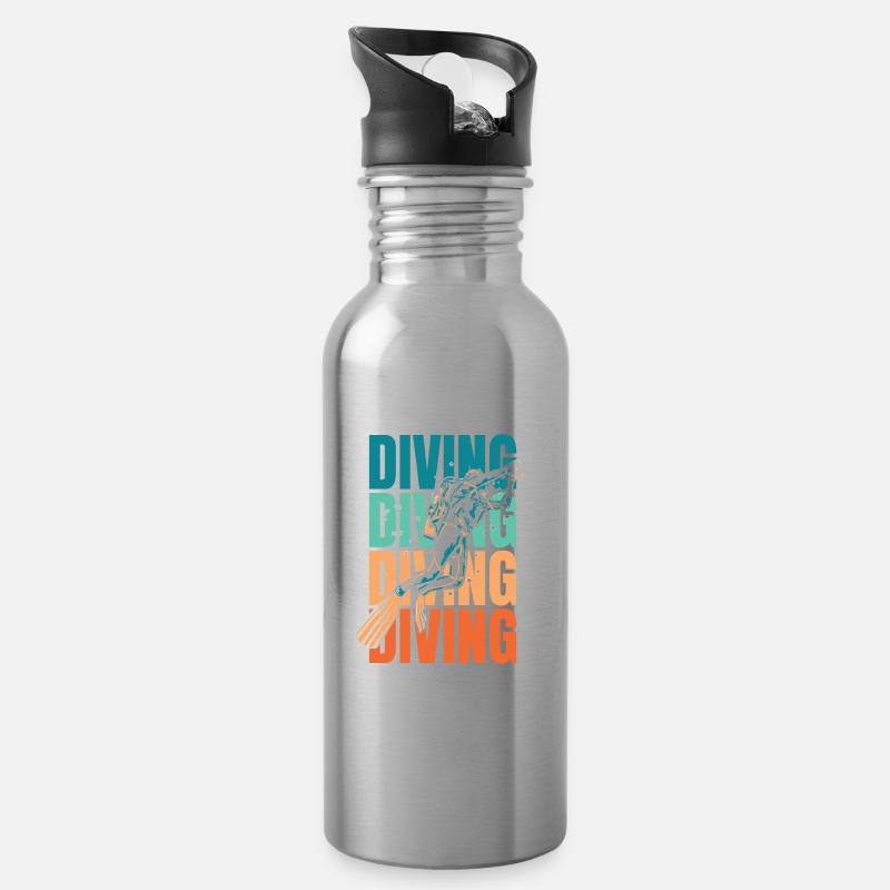 Tauchen Taucher - Trinkflasche mit integriertem Trinkhalm - Lightsilver